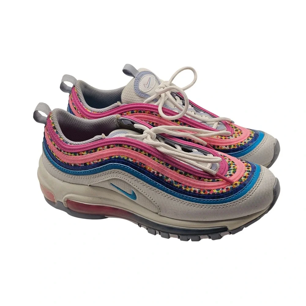 Nike Air Max 97 Size 6Y White Pink Blue Rainbow Kidcore Sneakers DV7550-100